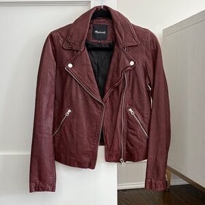 Madewell Washed Leather Motorcycle Jacket, Size S